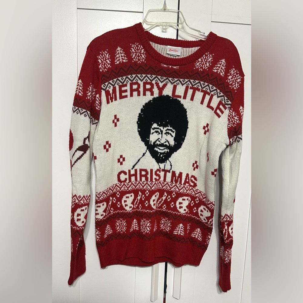 Merry Little Christmas Graphic Crewneck Sweater - Red & White